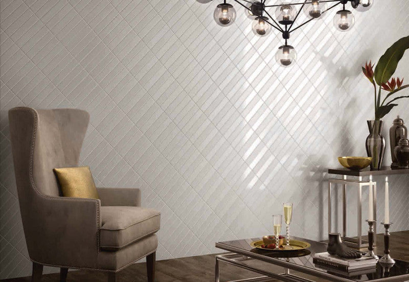 Op Art Grigio Chiaro Ceramic Tile installed