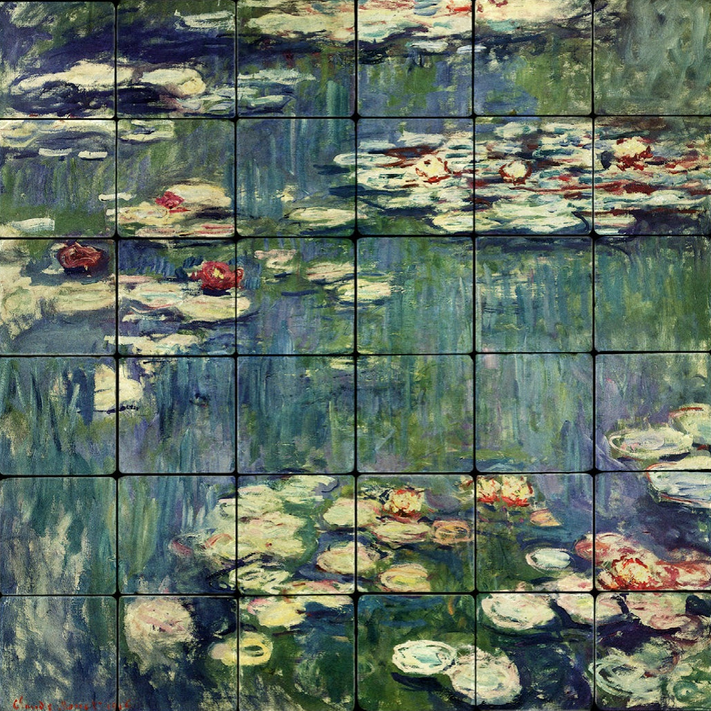 Monet Water Lilies stone tile mural