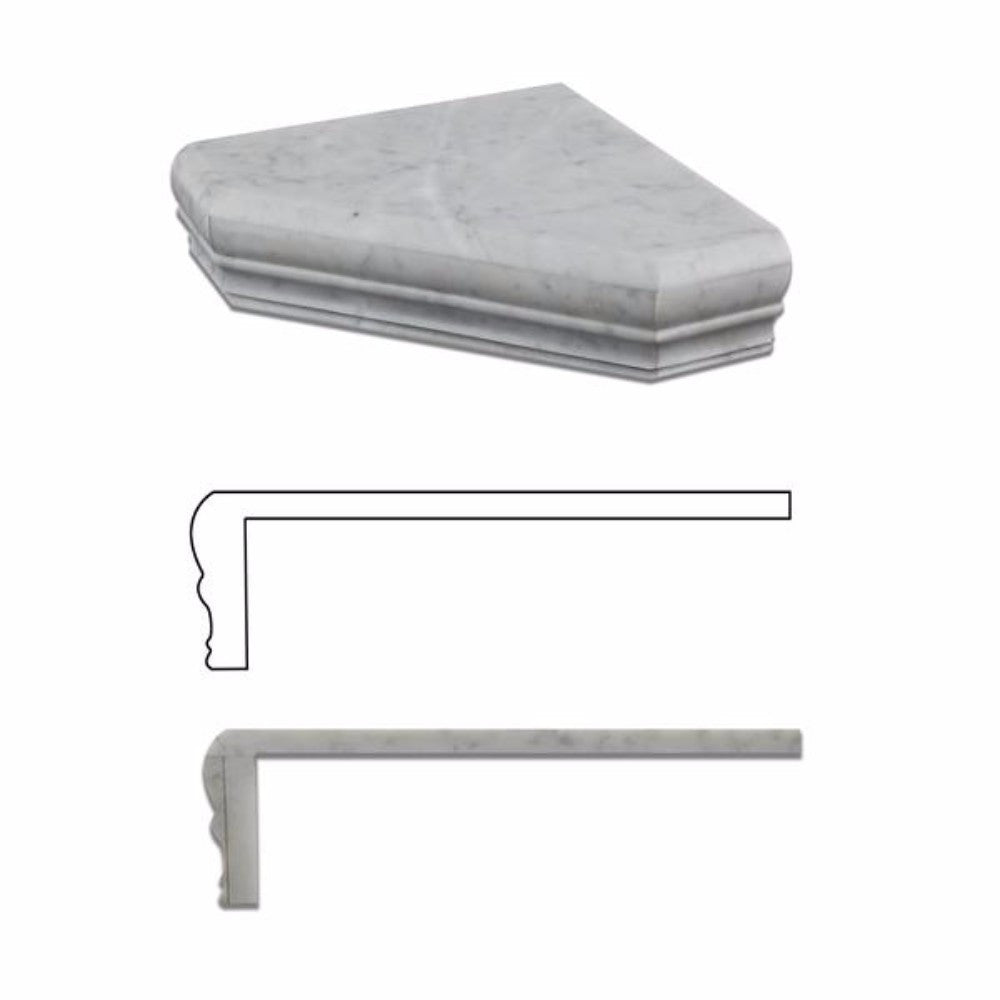 Bianco Carrara Marble Shower Corner Shelf - Honed