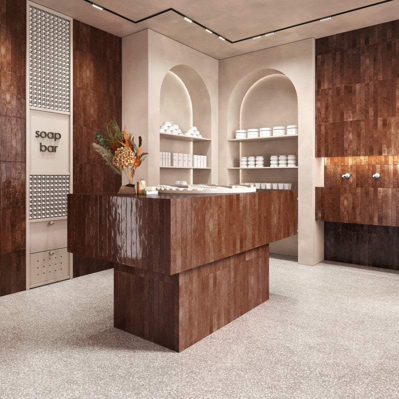 Intreccio Chutney Porcelain Tile installed