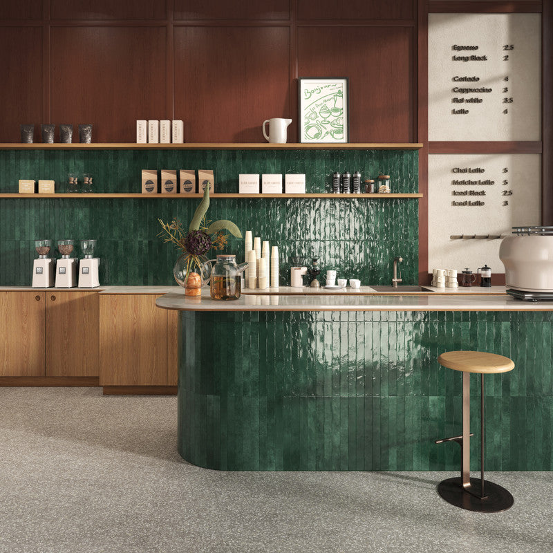 Intreccio Emerald Porcelain Tile installed