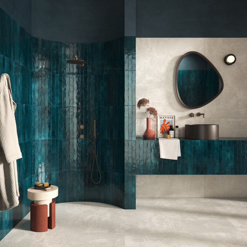 Intreccio Lagoon Porcelain Tile installed