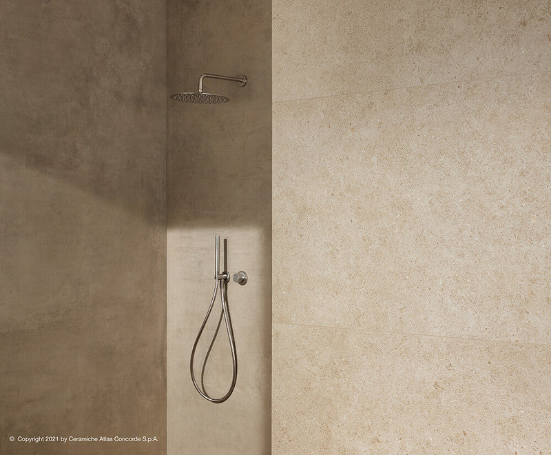 Boost Stone Ivory Porcelain Tile installed