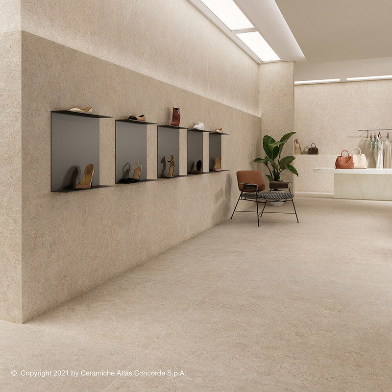 Boost Stone Ivory Porcelain Tile installed