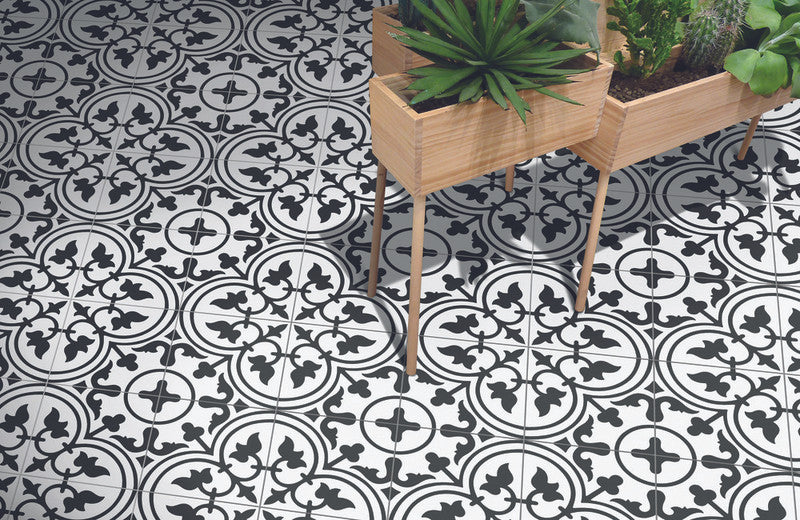 Black & White Liberty Porcelain Tile installed
