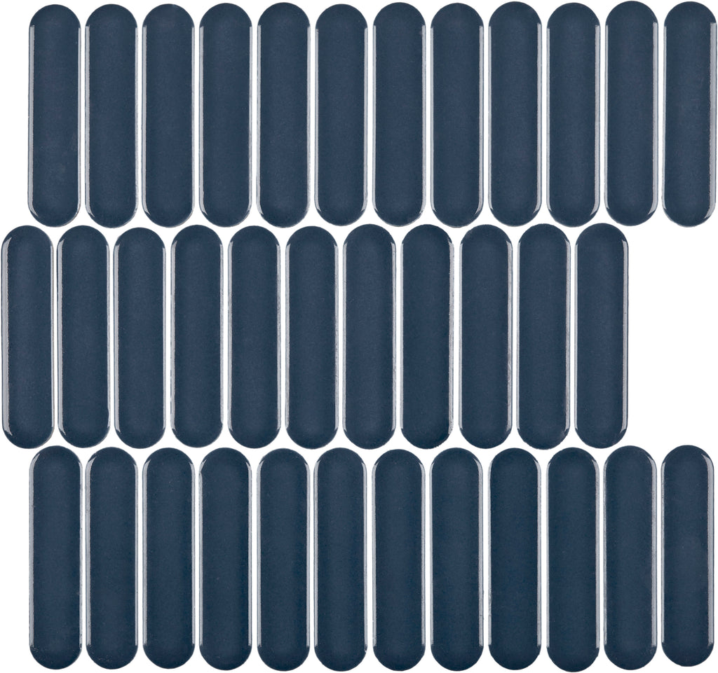 CC Mosaics Plus Blue Oval Porcelain Mosaic Tile