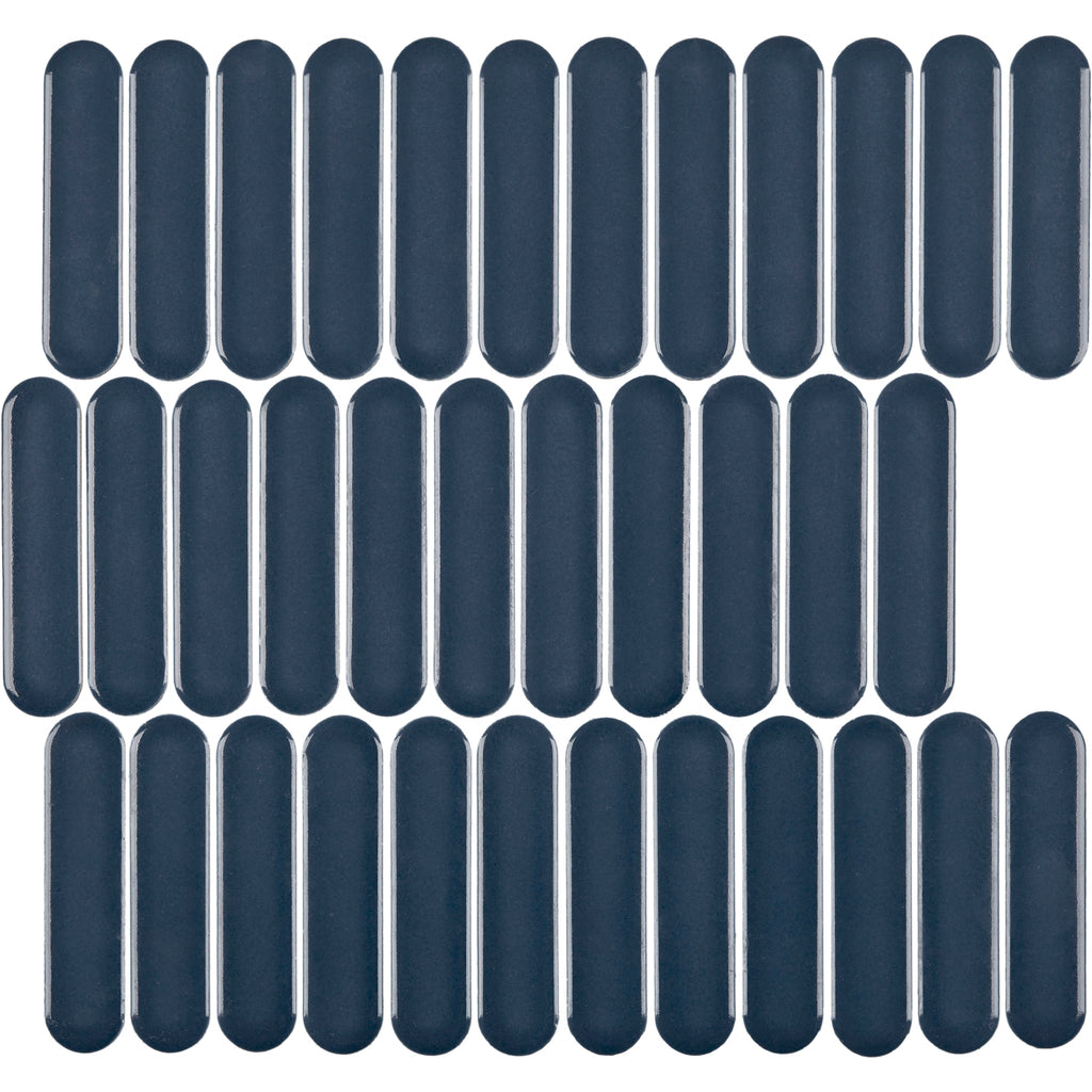 CC Mosaics Plus Blue Oval Porcelain Mosaic Tile