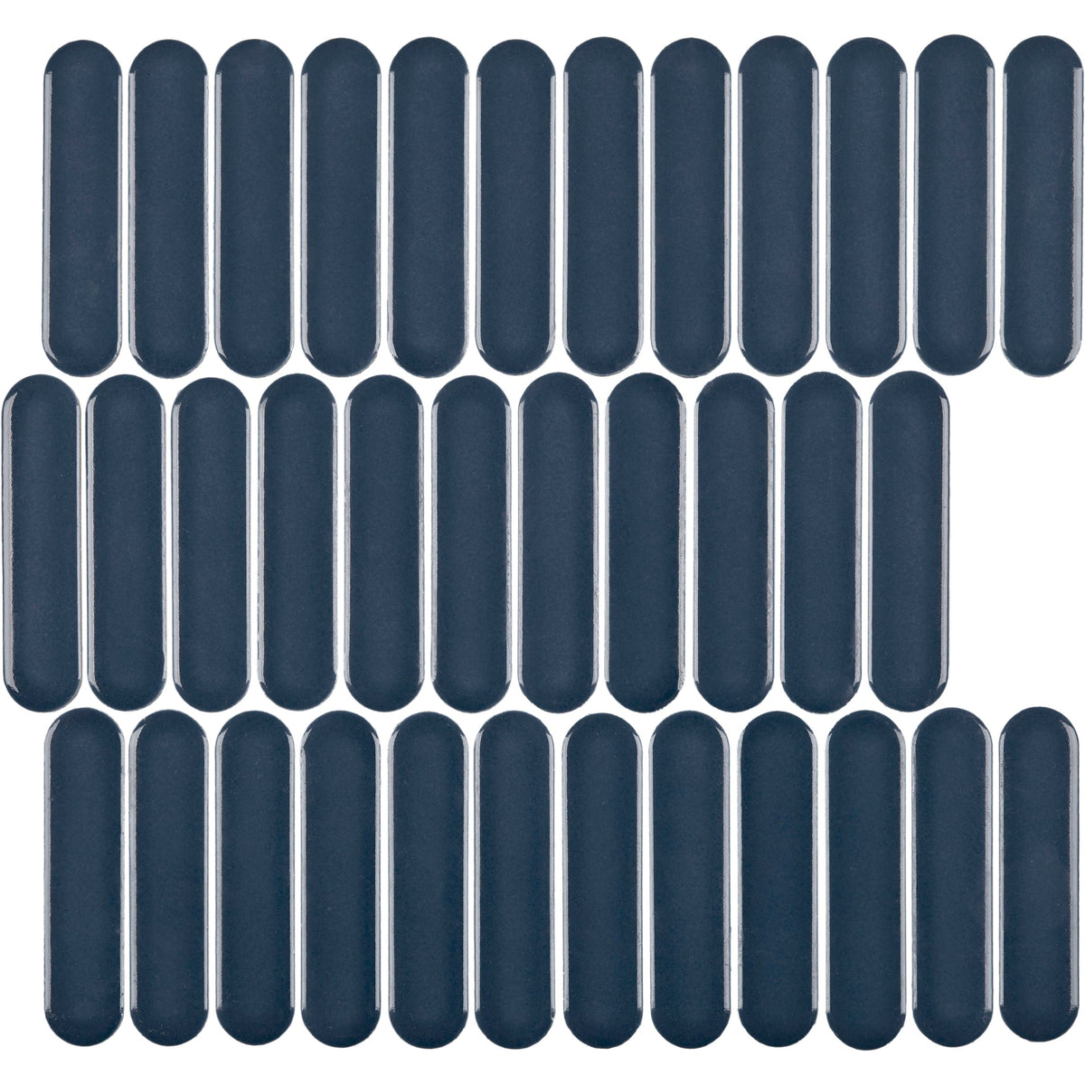 CC Mosaics Plus Blue Oval Porcelain Mosaic Tile