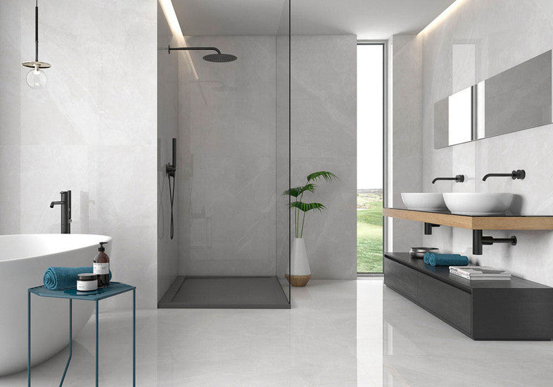 Geo Magda Blanco Porcelain Tile installed