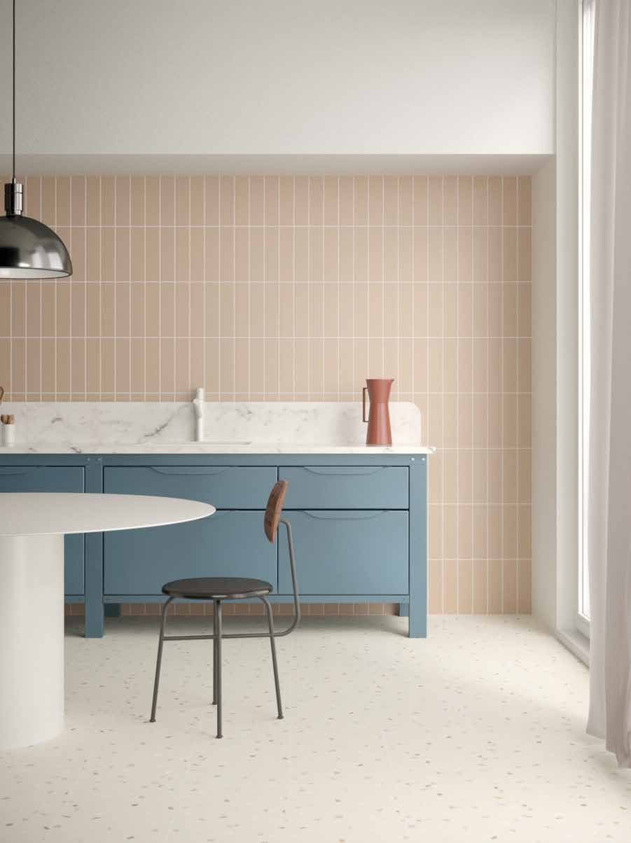 Match Cafe Au Lait Porcelain Tile installed