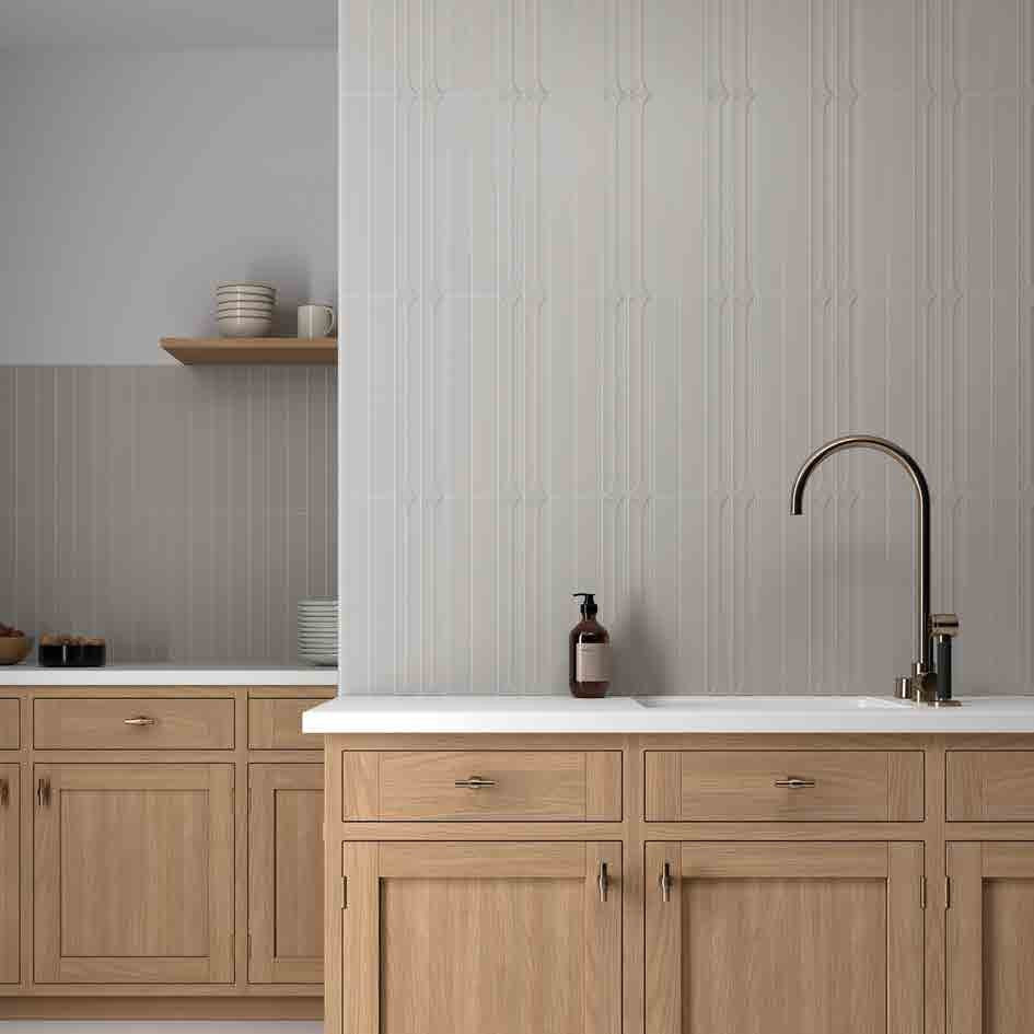 Mingle Grey Ceramic Wall Tile as a kitchen backsplash