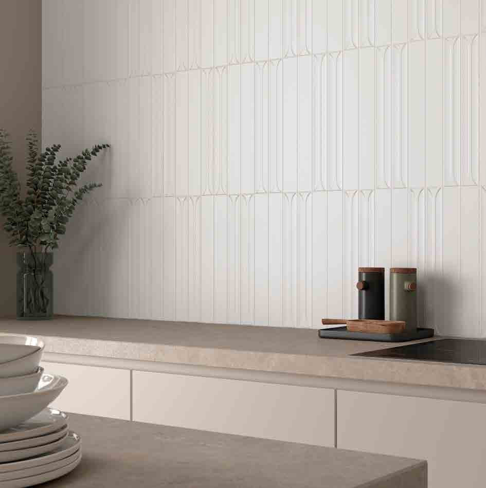 Mingle White Ceramic Wall Tile as a kitchen backsplash