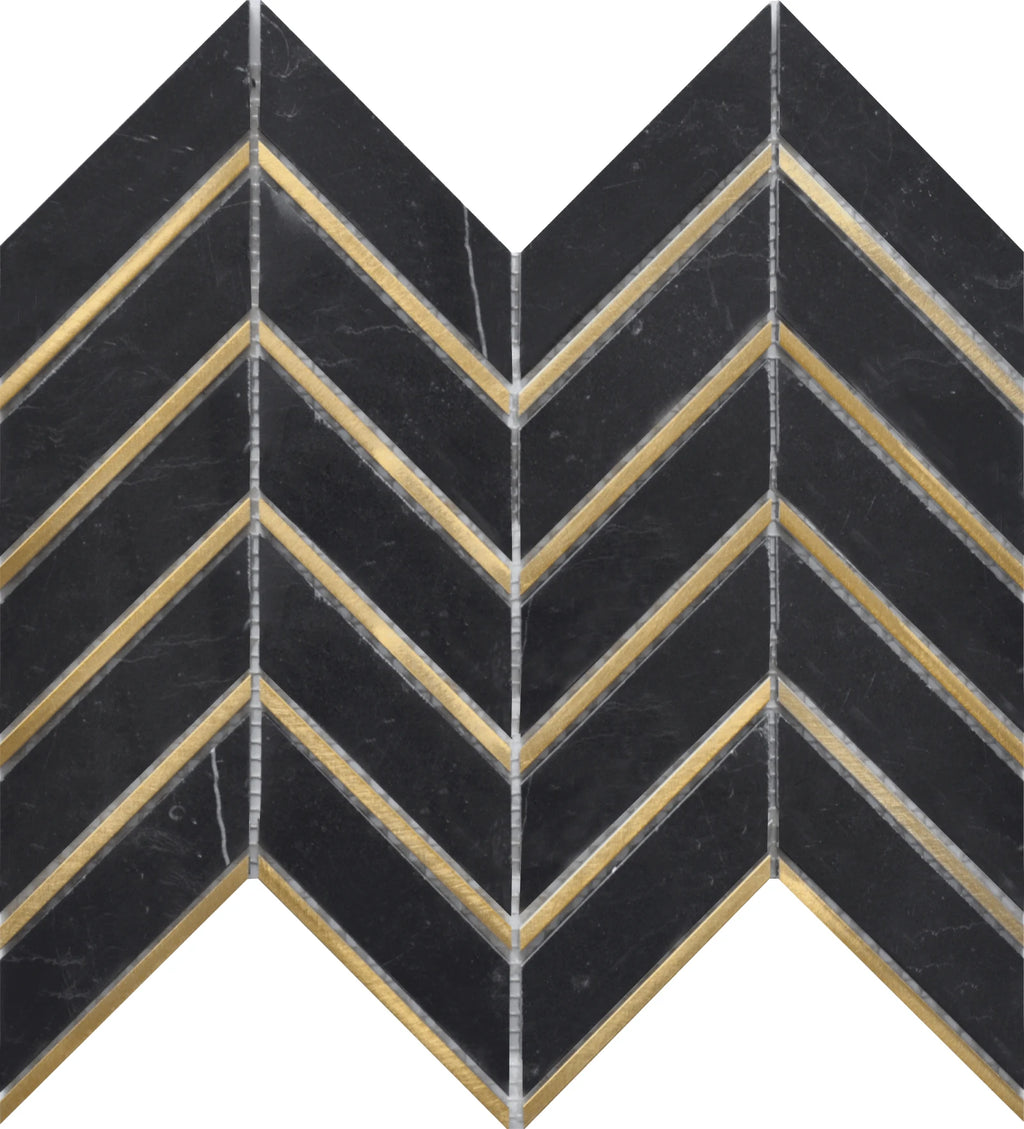 Rockart Nero Metal Arrow Marble Mosaic Tile