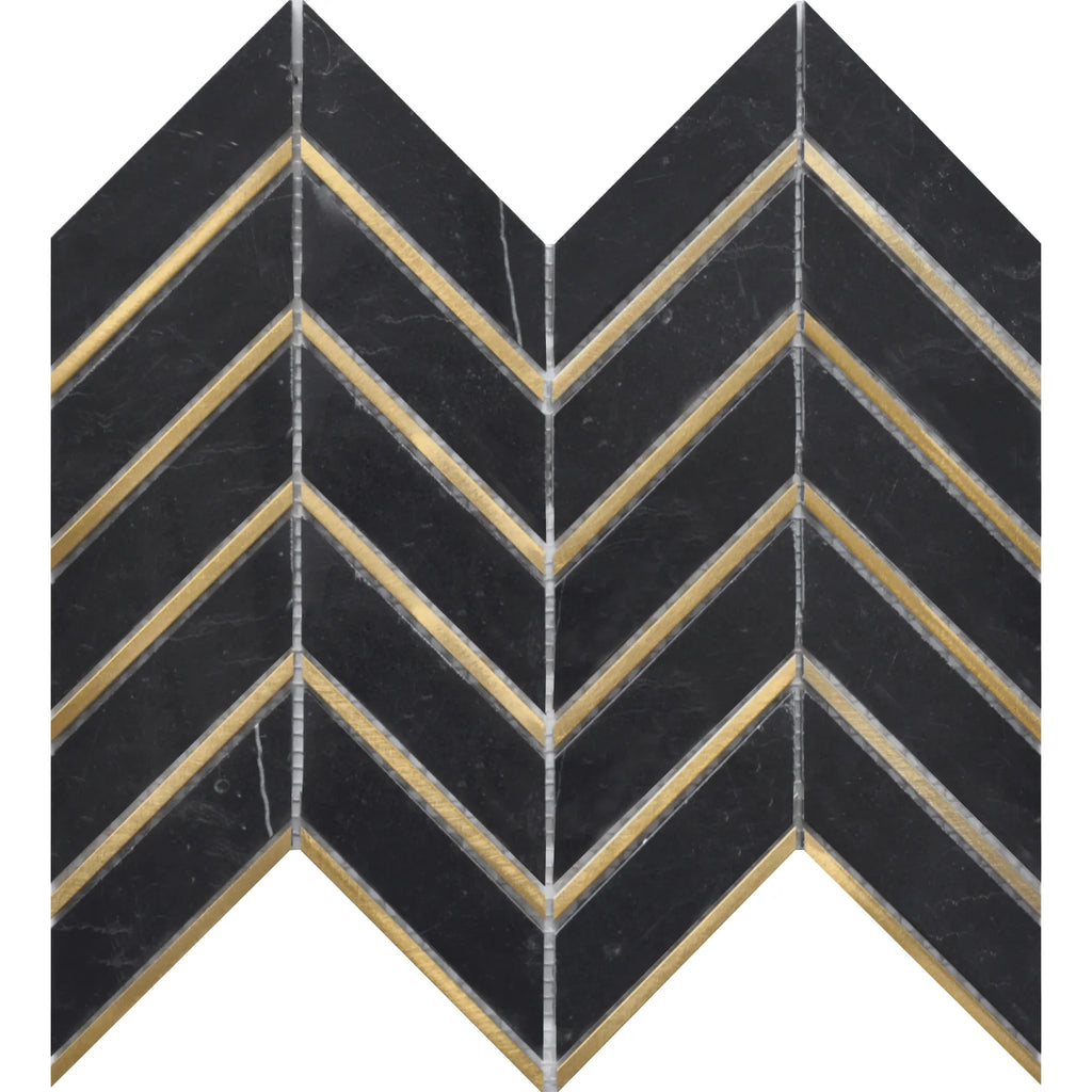 Rockart Nero Metal Arrow Marble Mosaic Tile