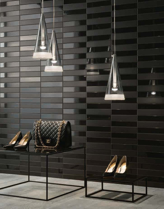 Op Art Nero Ceramic Tile installed