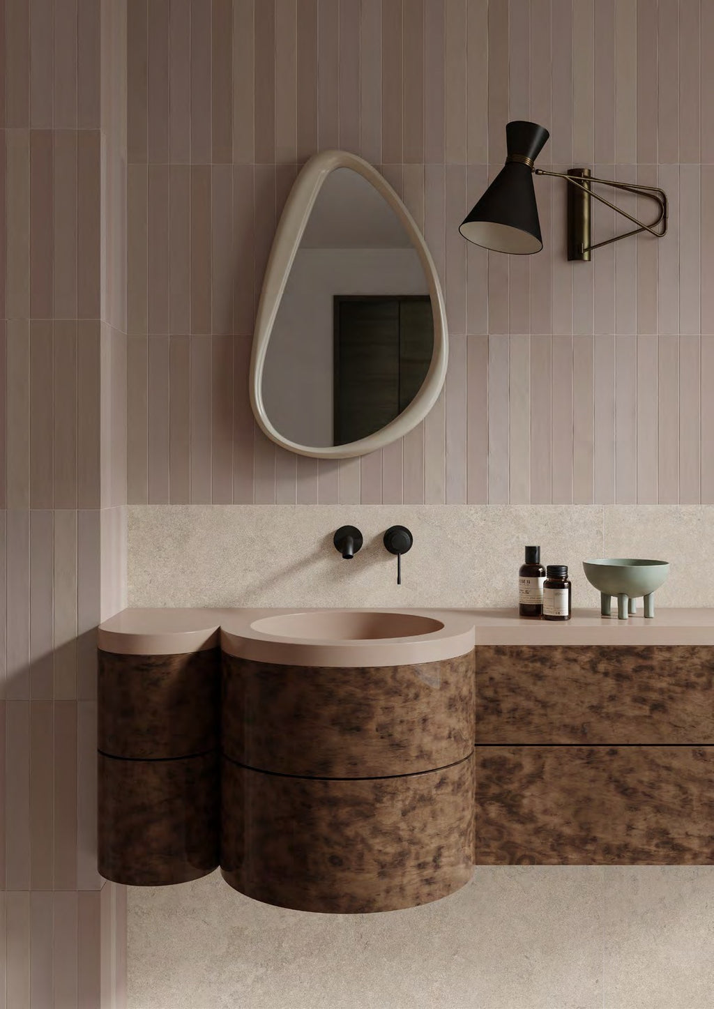 Nova Mild Pink Porcelain Tile installed