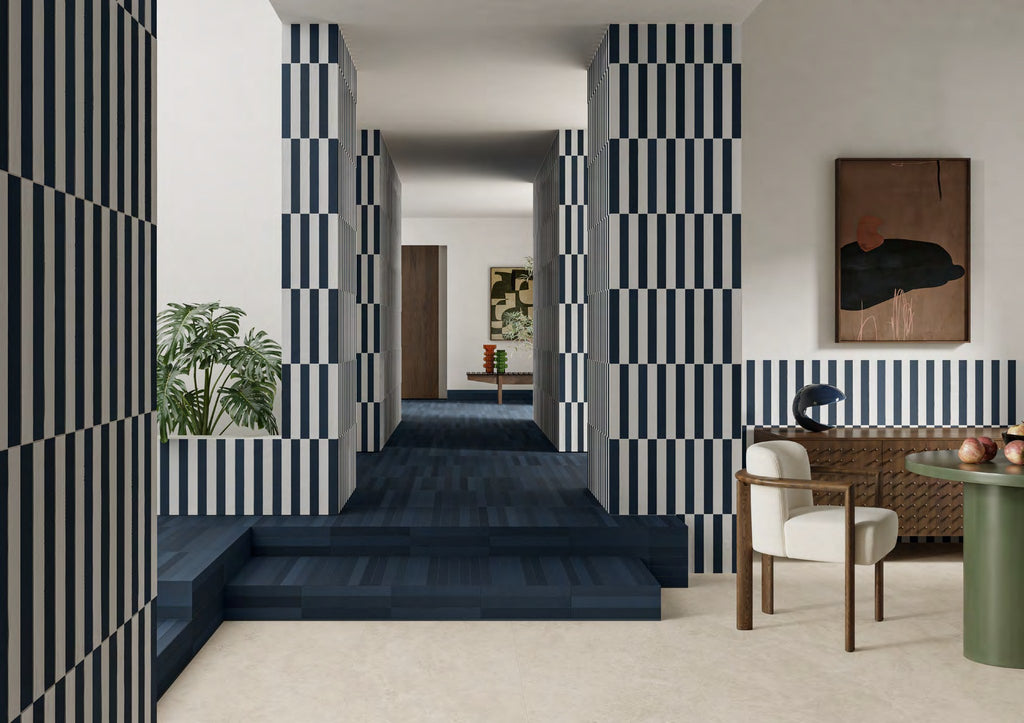 Nova Night Blue Porcelain Tile installed
