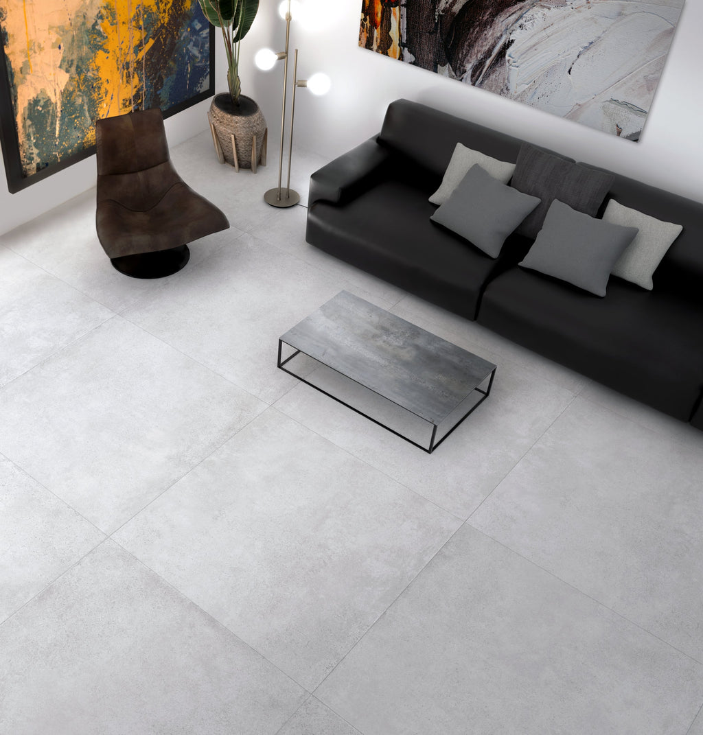 Promenade White Porcelain Tile – room scene