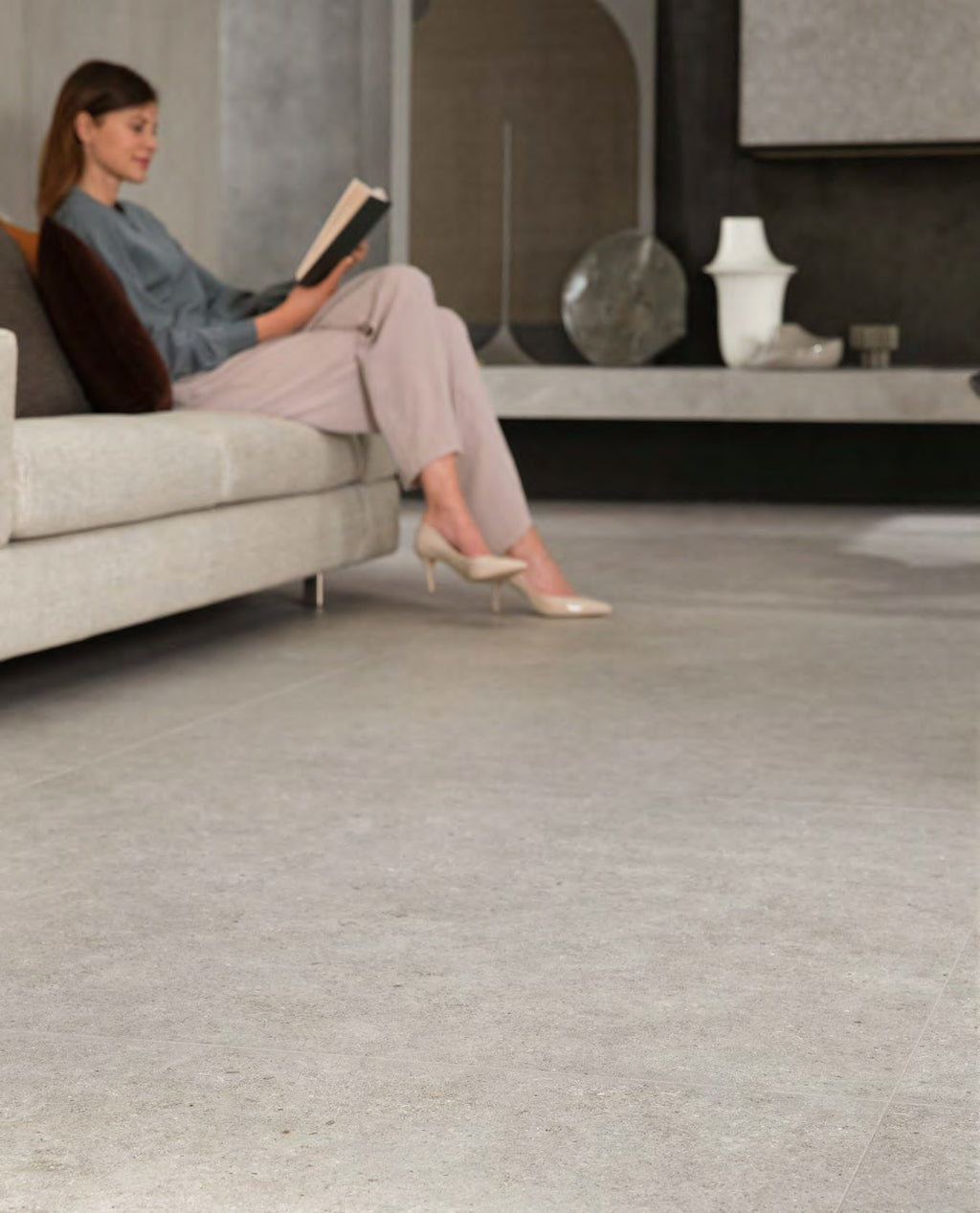 Boost Stone Pearl Porcelain Tile installed