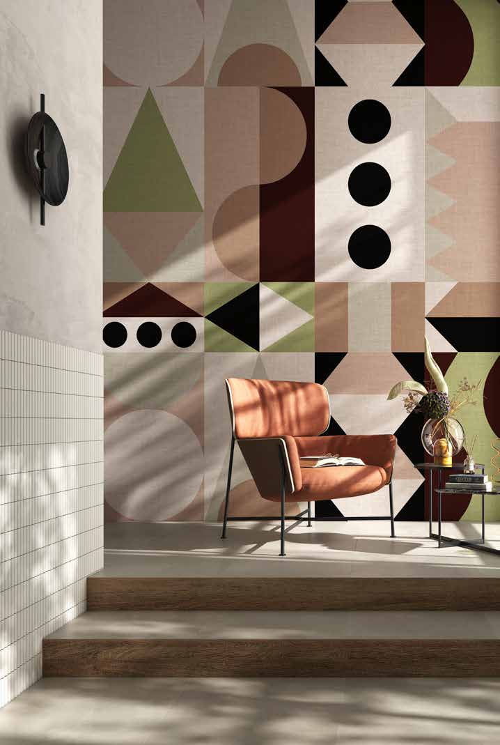 Pyper White Ceramic Wall Tile on a living room wall