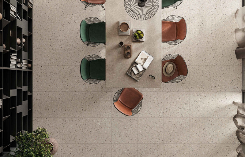 Bio Concrete Artic Terrazzo Porcelain Tile installed