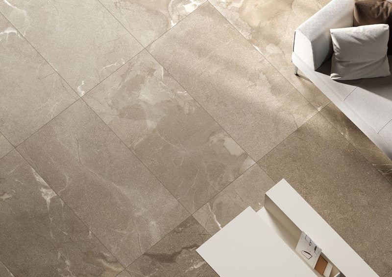 Mea Lapis Sabbia Porcelain Tile installed