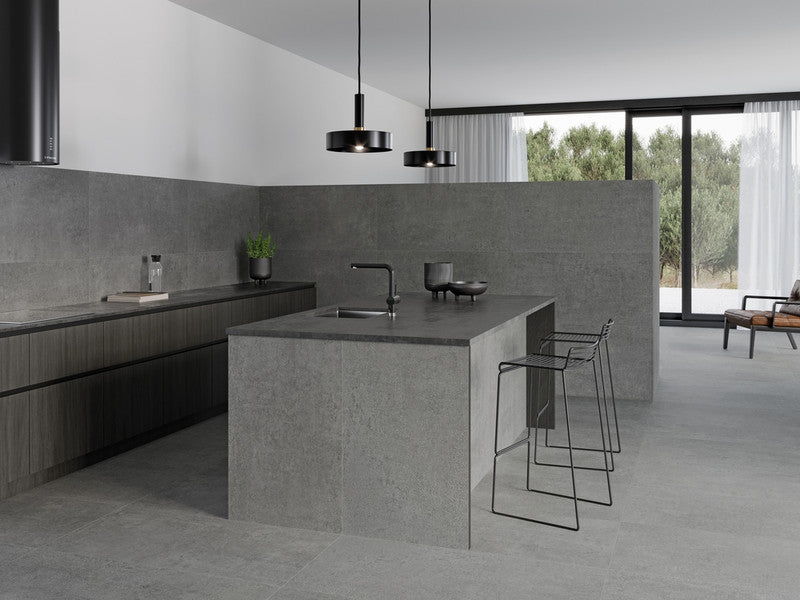 Gravel Shadow Porcelain Tile installed