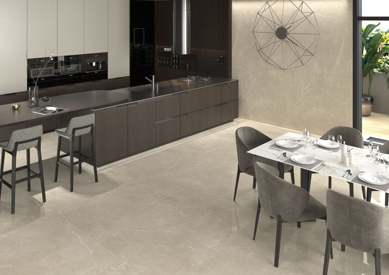 Soapstone Tan Porcelain Tile installed