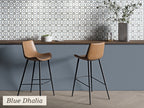 Tanger Blue Dhalia tile on a kitchen wall