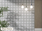 Tanger Blue Petals tile feature wall
