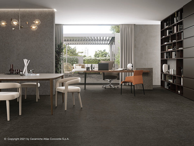 Boost Stone Tarmac Porcelain Tile installed