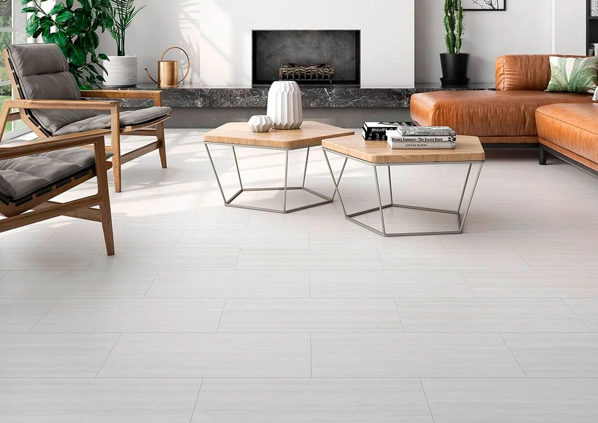 Trevi Silver Porcelain Tile – room scene