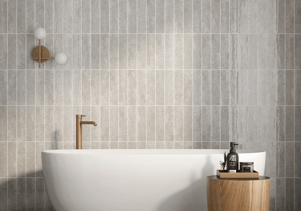 Harmony Silver Ceramic Wall Tile – room scene