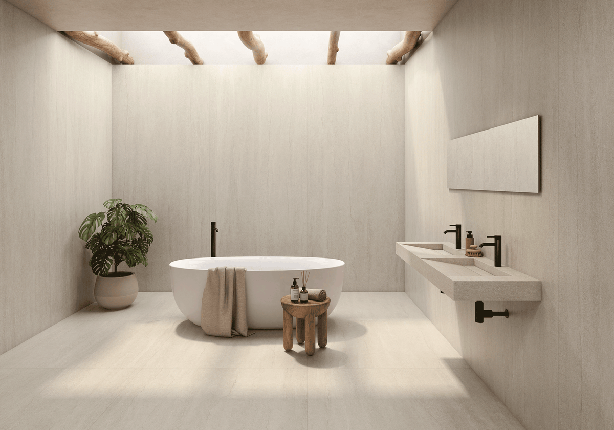 Serena Bone Veincut Porcelain Tile – room scene