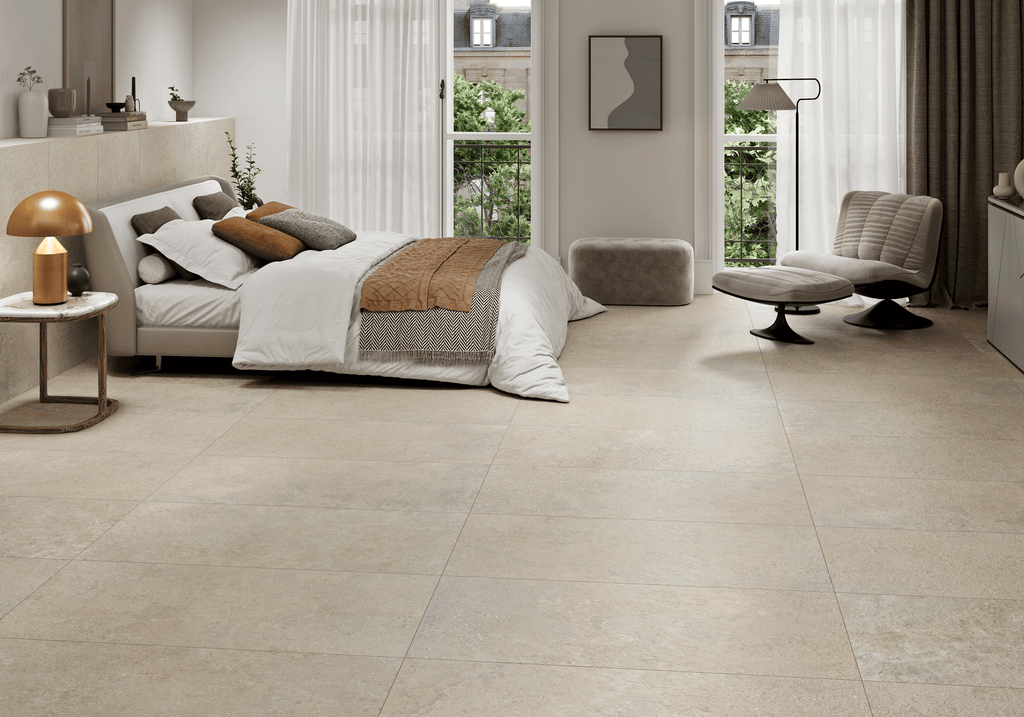 June Caliza Porcelain Tile – room scene