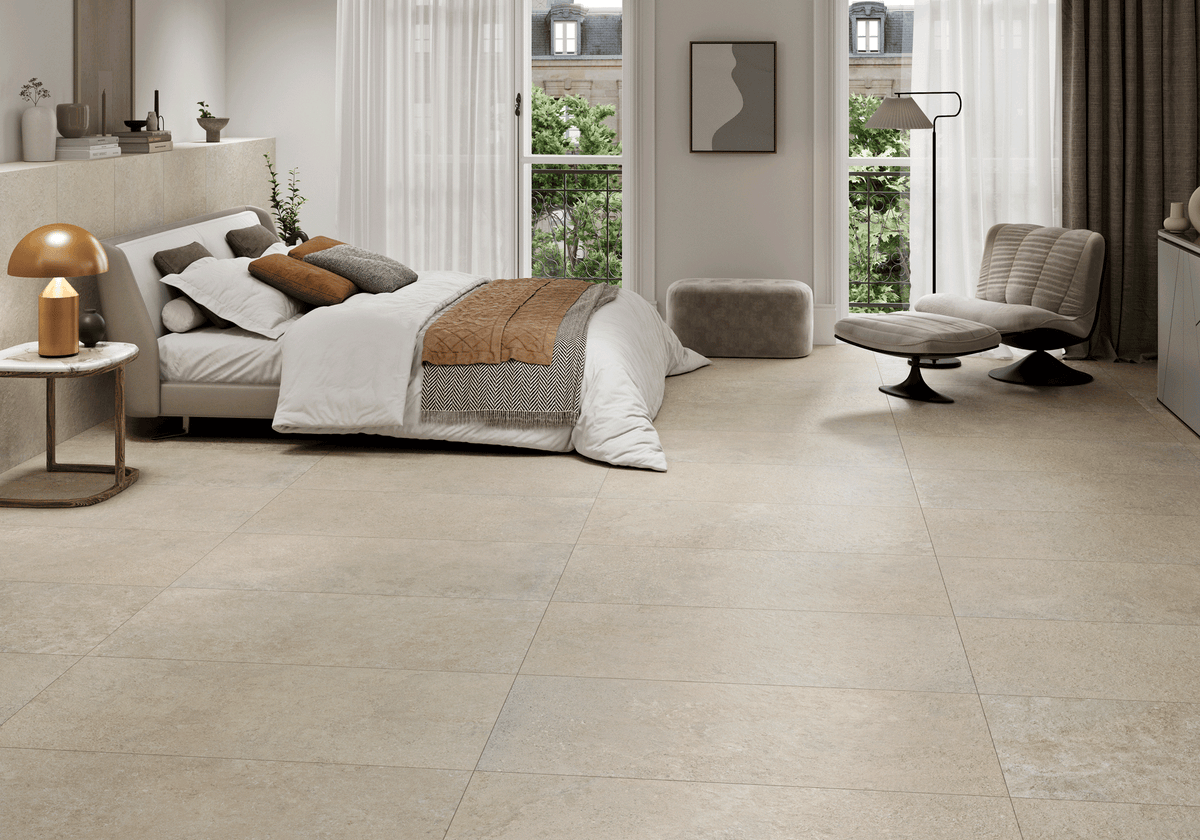 June Caliza Porcelain Tile – room scene