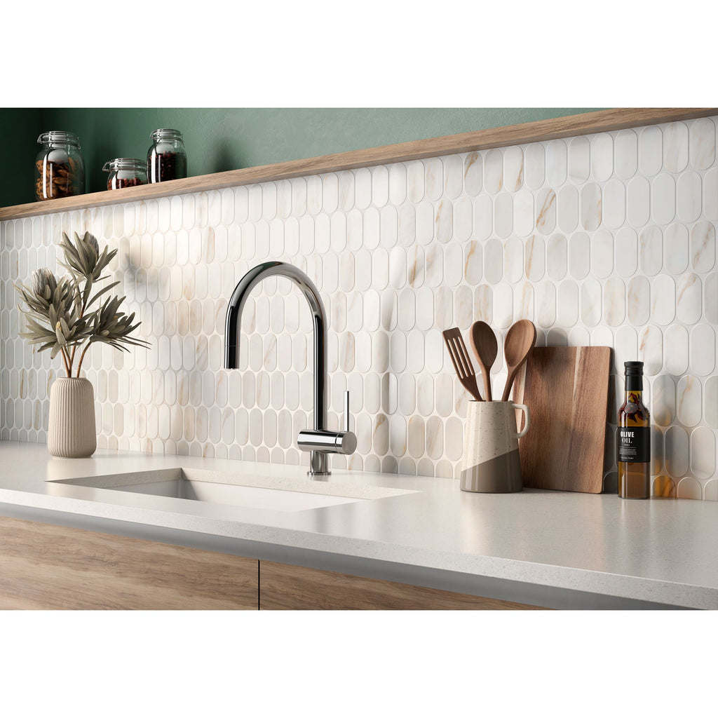 Rockart Calacata Gold Oval Marble Mosaic Tile