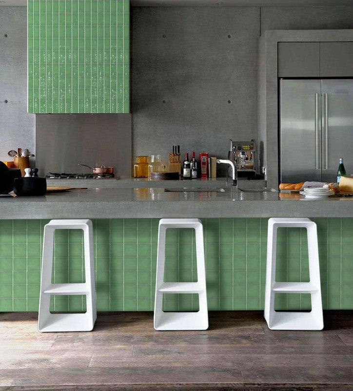 Crayon Spring Green Ceramic Tile installed