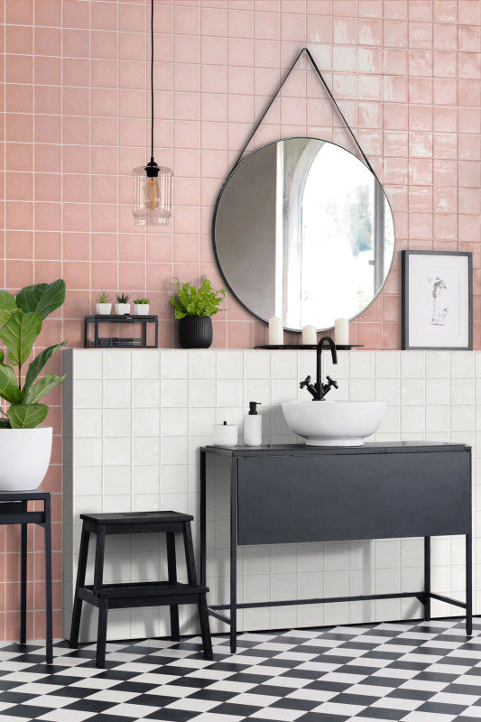Crayon Ballet Rose Ceramic Tile installed