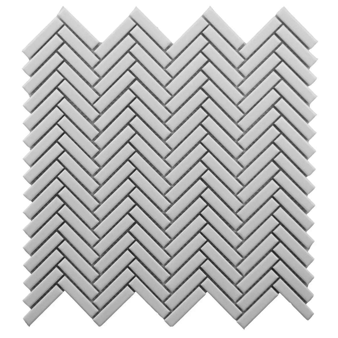 CC Mosaics Plus White Herringbone Porcelain Mosaic Tile