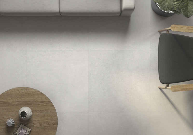 Gravel White Porcelain Tile installed